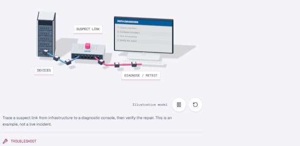 A network device, suspect link and diagnostic workstation