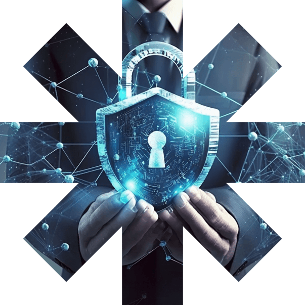 Network security shield illustration showing protected cloud and infrastructure controls